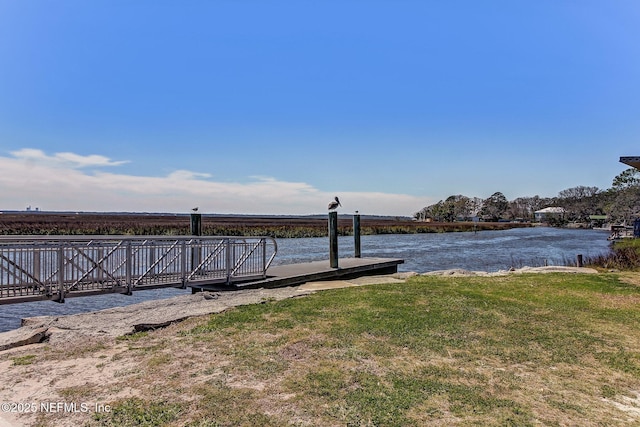 94202 Christopher Ln, Fernandina Beach, FL 32034 - view of dock featuring a water view and a lawn