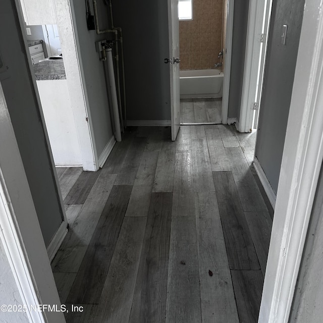 corridor with hardwood / wood-style floors