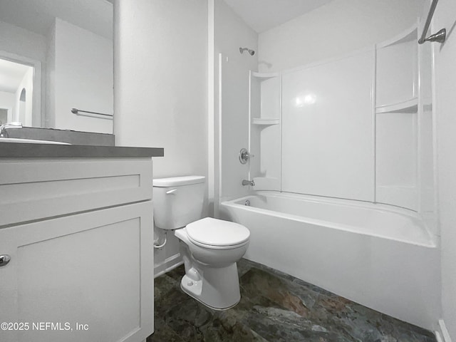 full bathroom with vanity, shower / bathtub combination, and toilet