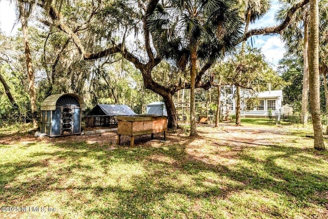 view of yard featuring an outbuilding