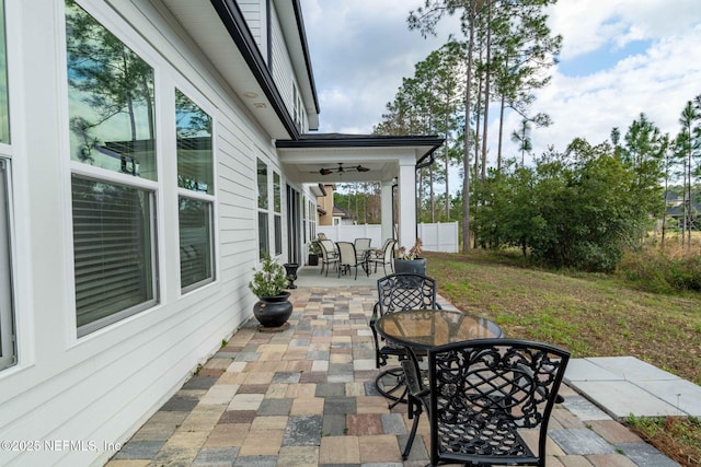 view of patio / terrace with ceiling fan