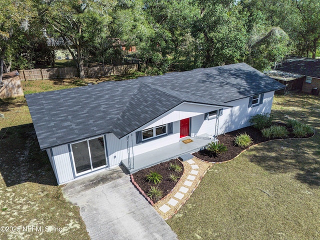 view of front of home with a front yard