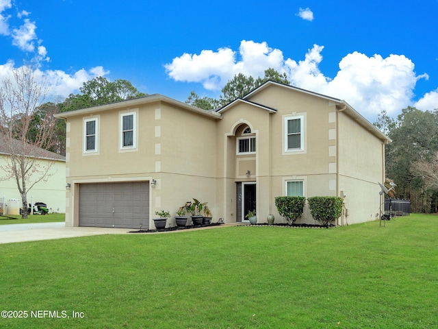 front of property with a garage and a front yard