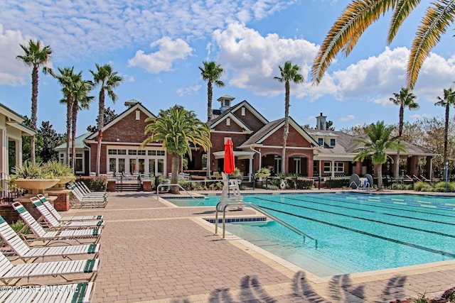 view of pool featuring a patio area