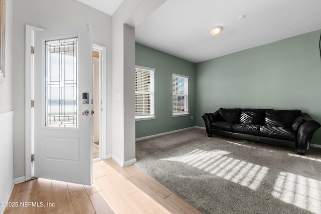 entrance foyer with light hardwood / wood-style floors