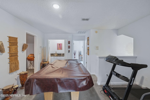744 Cherry Grove Rd, Orange Park, FL 32073 - rec room featuring carpet floors, billiards, and a textured ceiling