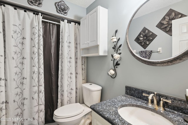 744 Cherry Grove Rd, Orange Park, FL 32073 - bathroom with walk in shower, vanity, toilet, and a textured ceiling