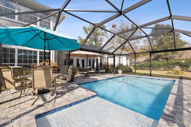 744 Cherry Grove Rd, Orange Park, FL 32073 - view of pool with french doors, a patio area, and glass enclosure