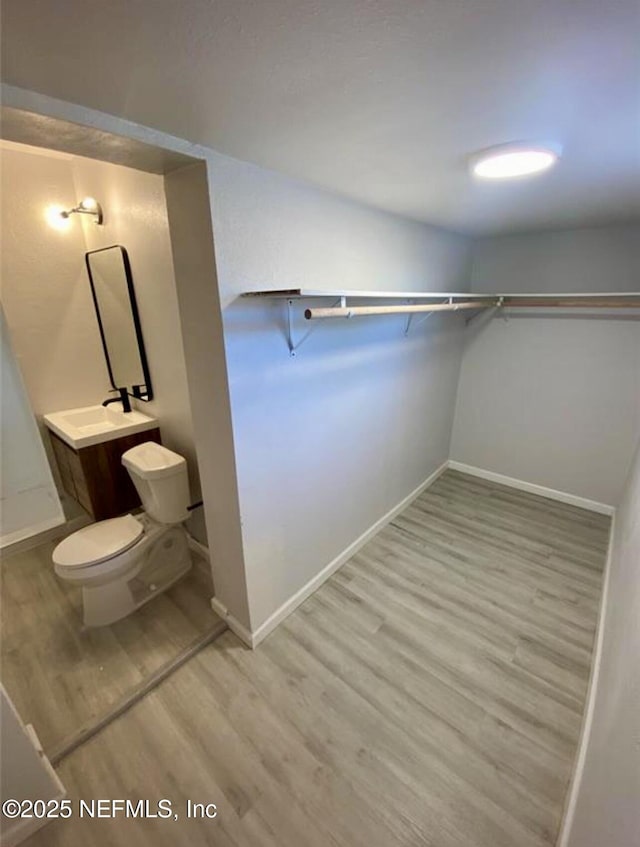 spacious closet with light wood-type flooring