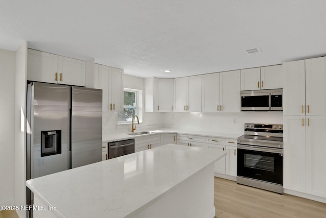 kitchen featuring white cabinetry, sink, and appliances with stainless steel finishes