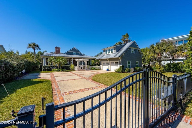 view of front of property with a front lawn