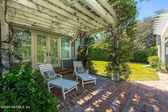 view of patio featuring french doors