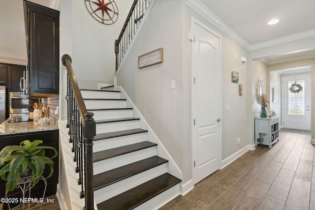 interior space featuring crown molding