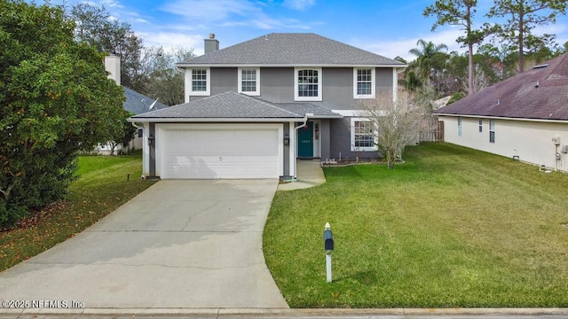 view of front facade with a front lawn
