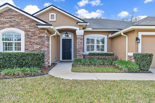 721 W Kings College Dr, Saint Johns, FL 32259 - entrance to property with a garage and a lawn