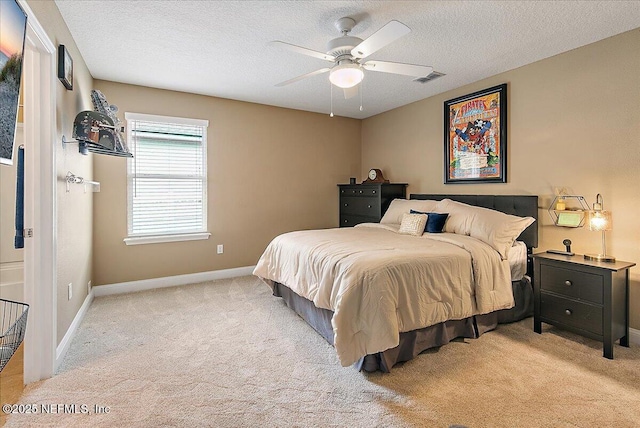 721 W Kings College Dr, Saint Johns, FL 32259 - bedroom featuring ceiling fan, light carpet, and a textured ceiling