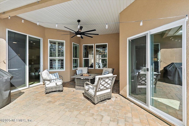 721 W Kings College Dr, Saint Johns, FL 32259 - view of patio with grilling area, ceiling fan, and an outdoor fire pit
