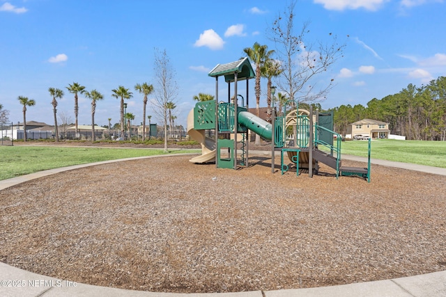 view of playground with a yard