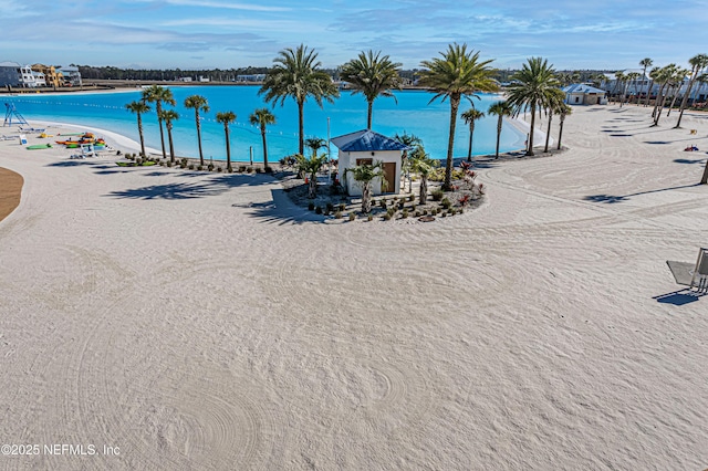 property view of water featuring a view of the beach