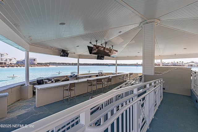 view of patio / terrace featuring an outdoor bar