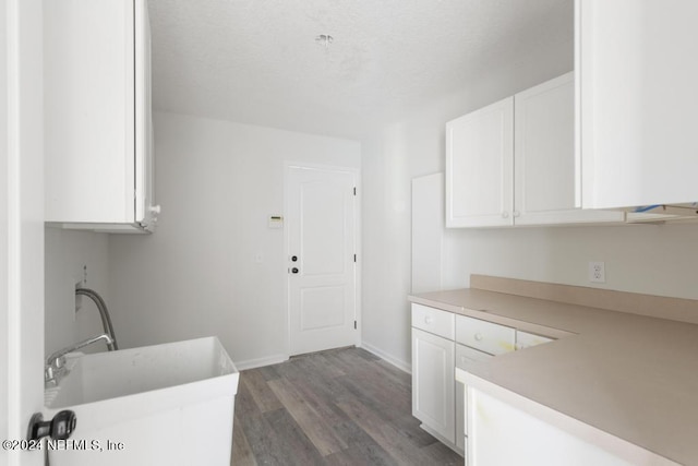 laundry area with sink and hardwood / wood-style floors