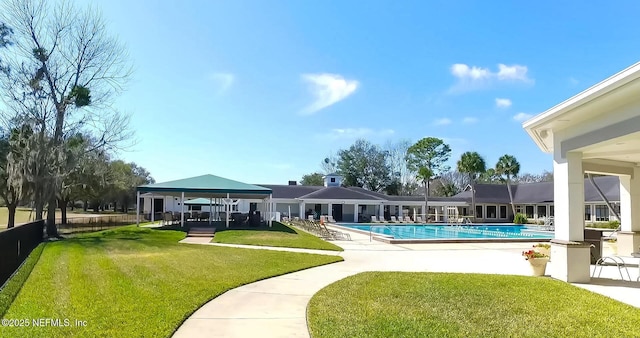 10154 Leisure Ln N Unit 22, Jacksonville, FL 32256 - view of pool featuring a gazebo, a patio, and a lawn