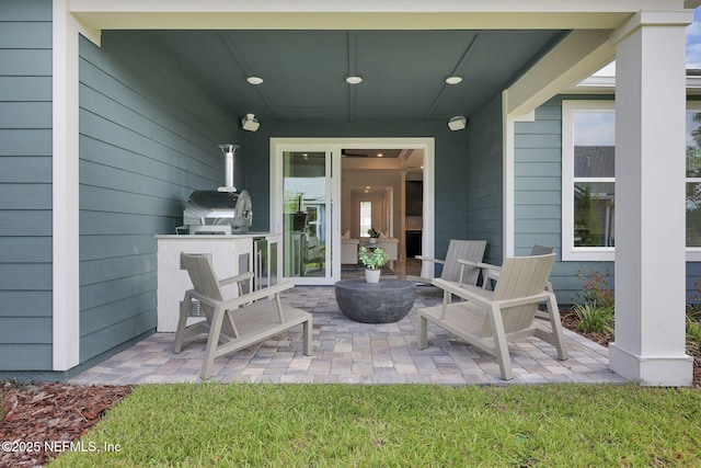 view of patio with area for grilling