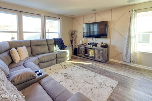 living room featuring light hardwood / wood-style floors