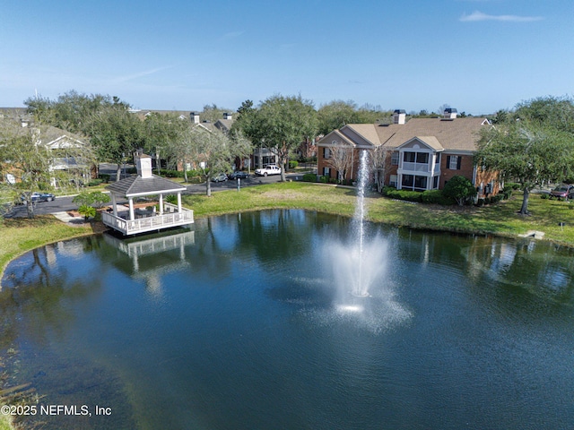 view of water feature with a gazebo