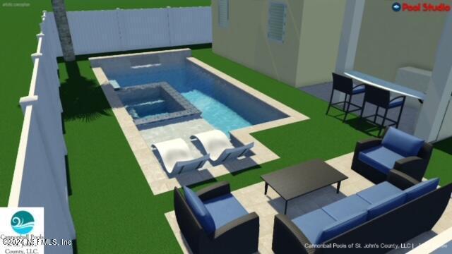 view of pool featuring an outdoor hangout area and a patio