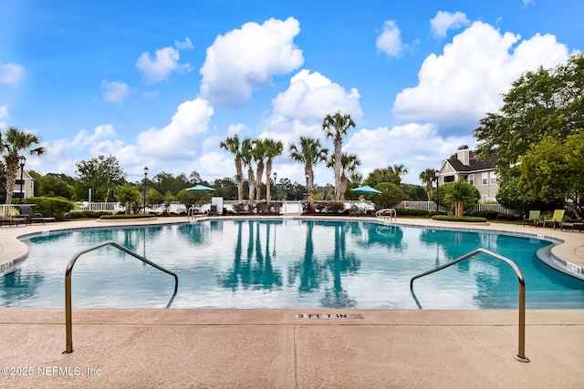 view of pool featuring a patio