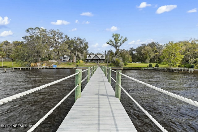 view of dock featuring a water view