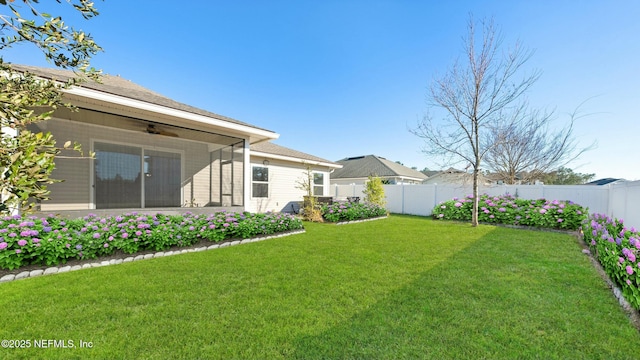 view of yard featuring a fenced backyard