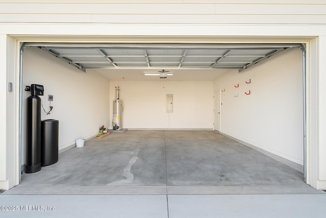 garage featuring water heater