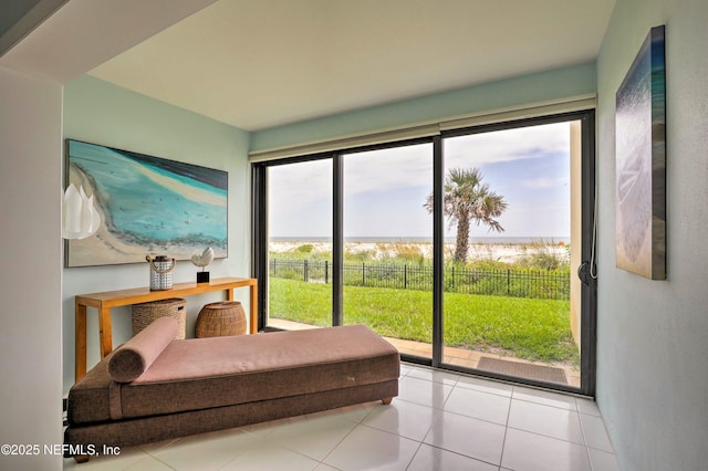 interior space featuring access to outside and light tile patterned floors