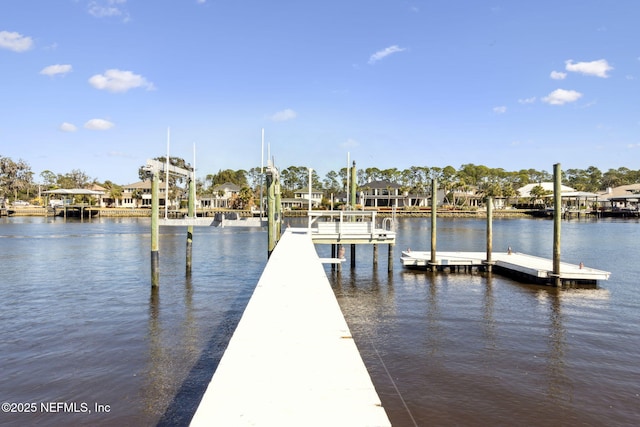 view of dock featuring a water view