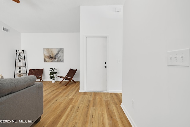 living area with light wood-type flooring