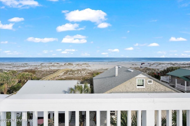 property view of water featuring a view of the beach