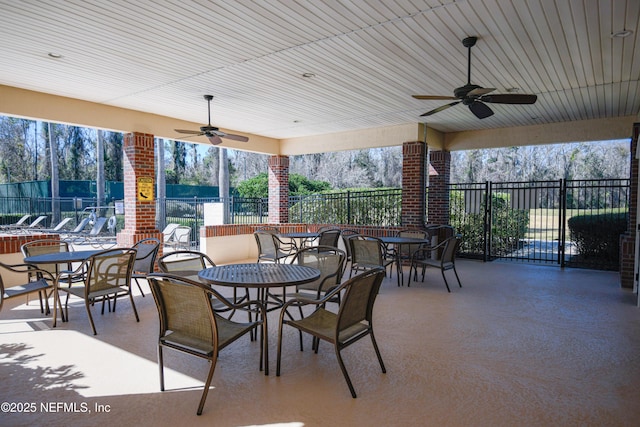 view of patio / terrace featuring ceiling fan