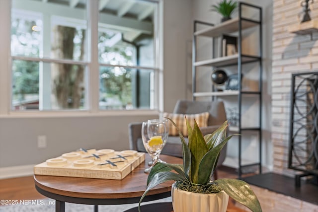 living area featuring hardwood / wood-style flooring