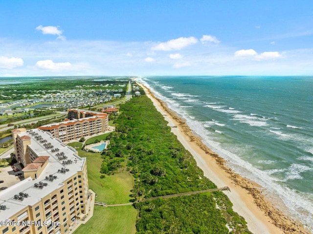 aerial view with a beach view and a water view