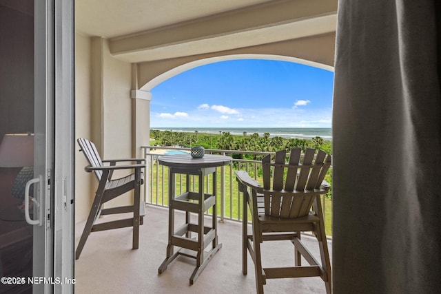 balcony with a water view