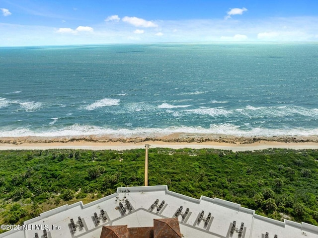 property view of water featuring a beach view