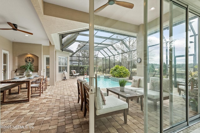 2095 Crown Dr, Saint Augustine, FL 32092 - sunroom / solarium with outdoor dining space and ceiling fan