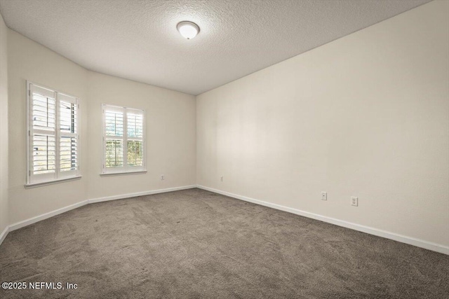 carpeted spare room featuring a textured ceiling