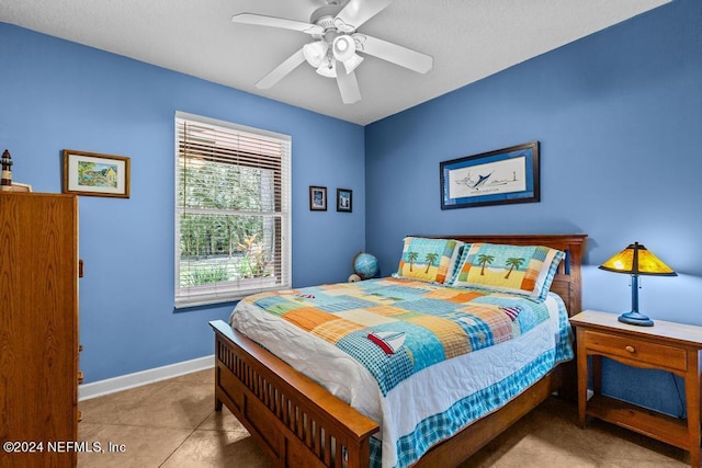 bedroom featuring ceiling fan and baseboards