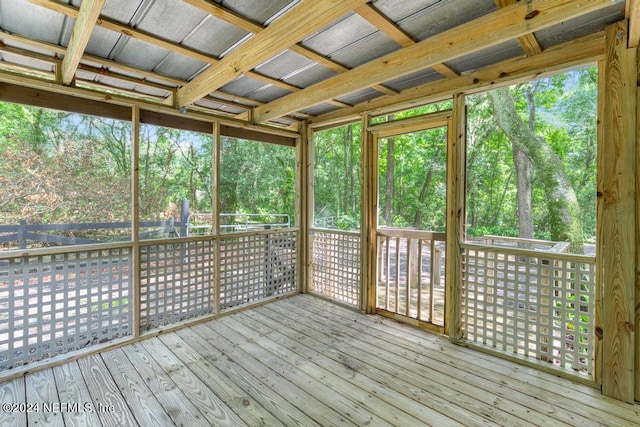 view of unfurnished sunroom