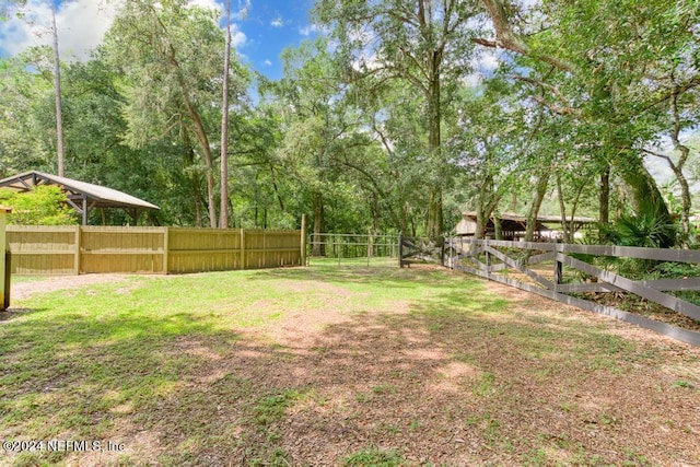 view of yard with a fenced backyard