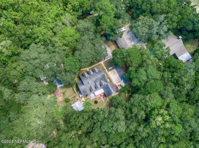 bird's eye view with a view of trees