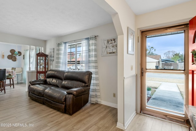 living room featuring light hardwood / wood-style flooring